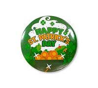 Lot de 12 épingles rondes pour fête de la Saint-Patrick avec motif trèfle vert 58 mm