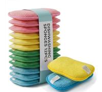 Lot de 12 Éponges Lavables et Réutilisables - Éponge Microfibre Vaisselle Anti-Rayures, Ultra Absorbante | Éponge Réutilisable Lavable pour Cuisine & Salle de Bain | Tampon à Récurer Magique