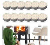 Lot de 12 éponges rondes en céramique, 8,6 x 1,2 cm, pour cheminée au bioéthanol, en céramique, laine céramique pour éthanol, bioéthanol, gel et chambre de combustion