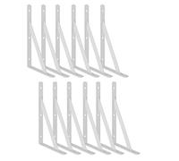 Lot de 12 équerres d'étagère triangulaires robustes à angle droit - Supports d'étagère murale - Blanc - 25,4 cm