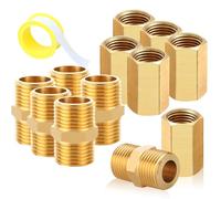 Lot de 12 et manchons en laiton de 3/8", 6 hexagonaux filetés extérieurs de 3/8" et 6 manchons hexagonaux filetés intérieurs de 3/8", raccord de tuyau AG/IG avec bande d'étanchéité