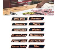 Lot de 12 étiquettes magnétiques for boîtes à outils ; étiquettes magnétiques imprimées en 3D for tiroirs de boîtes à outils ; étiquettes réutilisables for boîtes à outils en acier(#05)
