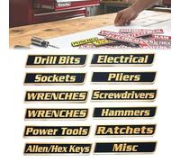 Lot de 12 étiquettes magnétiques for boîtes à outils ; étiquettes magnétiques imprimées en 3D for tiroirs de boîtes à outils ; étiquettes réutilisables for boîtes à outils en acier(#07)