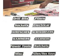 Lot de 12 étiquettes magnétiques for boîtes à outils ; étiquettes magnétiques imprimées en 3D for tiroirs de boîtes à outils ; étiquettes réutilisables for boîtes à outils en acier(#01)