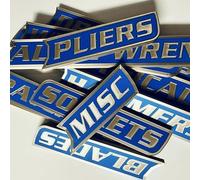 Lot de 12 étiquettes magnétiques pour boîte à outils, étiquettes réutilisables pour boîtes à outils en acier, faciles à coller et à enlever (bleu)