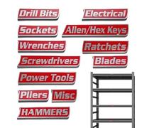 Lot de 12 étiquettes magnétiques pour boîte à outils - Impression 3D facile à lire - Pour garage, armoire, tiroir, atelier, ménage