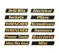 Lot de 12 étiquettes magnétiques pour boîte à outils pour améliorer l'organisation des outils et accélérer l'accès avec des aimants qui maintiennent les étiquettes sécurisées sur les boîtes à outils
