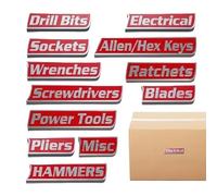 Lot de 12 étiquettes magnétiques réutilisables pour boîte à outils faciles à lire - Pour garage, armoire, tiroir, atelier, mécanicien domestique