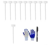 Lot de 12 étiquettes réutilisables en acier inoxydable 201 pour plantes de jardin de 20 cm, étiquettes faciles à insérer avec piquets pour cour extérieure, comprend un stylo d'écriture et des gants