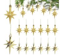 Lot de 12 étoiles de décoration de Noël - Décoration de sapin de Noël - Étoiles à suspendre - Pendentif de Noël pour sapin de Noël - Suspension de plafond - Bricolage - Décoration de Noël