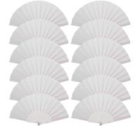 Lot de 12 éventails pliables à paillettes avec nervures transparentes brillantes - Idéal pour mariage, église, festival, danse, thé, club et accessoires EDM, blanc