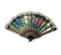 Lot de 12 éventails pliants en tissu à motif floral espagnol, couleur aléatoire, 12 éventails pliants espagnols, couleur aléatoire