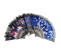 Lot de 12 éventails pliants espagnols en tissu imprimé floral avec poignée en plastique satiné multicolore pour décoration de mariage, fête, événements d'été, cosplay