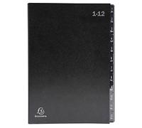 Lot de 12 - EXACOMPTA Trieur rigide Economique Ordonator 12 compartiments numériques - 24x34cm - Noir