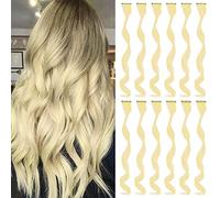 Lot de 12 extensions de cheveux à clip pour filles - 40,7 cm - Colorées - Bouclés - Ondulées - Pour fête - Accessoires de cheveux pour enfants et femmes - Blond