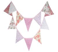Lot de 12 fanions vintage, guirlande de fanions de 3,2 m, en tissu imitation lin, résistante aux intempéries, pour l'extérieur.