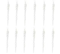 Lot de 12 fausses boules de Noël en forme de stalactites à suspendre - 13 cm - Blanc