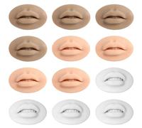 Lot de 12 faux lèvres 3D en silicone pour l'entraînement au maquillage, faux lèvres réalistes pour la pratique du tatouage, peau en silicone souple pour maquillage permanent et application de beauté