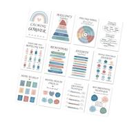 Lot de 12 feuilles d'affiches d'angle apaisantes pour la santé mentale, tableau mural pour bureau, salle de classe, 25,4 x 35,6 cm, outils de conseil