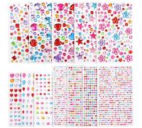 Lot de 12 feuilles d'autocollants en strass pour projets d'art et d'artisanat, scrapbooking avec une variété de formes et de tailles sur sacs, cartes, papiers, visage
