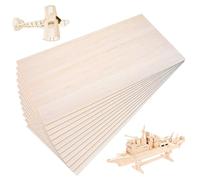 Lot de 12 feuilles de bois de balsa fines de 200 x 100 x 1 mm, planche de bois pour loisirs créatifs, peinture, gravure, travail du bois, décoration d'intérieur et projets artistiques (200 x 100 x 1