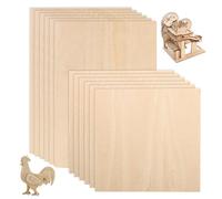 Lot de 12 feuilles de contreplaqué vierges de 1,5 mm d'épaisseur pour travaux manuels, peinture, 200 x 100 mm, 100 x 100 mm