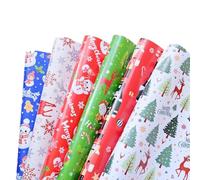 Lot de 12 feuilles de papier cadeau de Noël vintage 50 x 70 cm pour fête d'anniversaire, vacances, blanc, rouge, vert avec motif bonhomme de neige