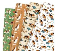 Lot de 12 feuilles de papier cadeau pour chien, motif beagle, motif pattes de chiot, papier d'art pour anniversaire, fête prénatale, décoration de fête sur le thème des animaux domestiques, pour
