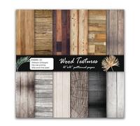 Lot de 12 feuilles de papier de scrapbooking - 24 feuilles de papier - Texture bois - Papier de scrapbooking unilatéral - 30,5 x 30,5 cm - Papier décoratif pour la fabrication de cartes DIY