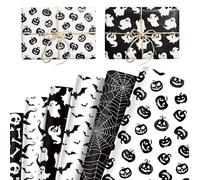Lot de 12 feuilles de papier de soie d'Halloween motif tête de mort, chauve-souris, pour emballage cadeau, motif crâne, fantôme, araignée, sacs cadeaux pour fête d'Halloween, loisirs créatifs