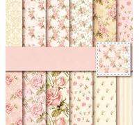 Lot de 12 feuilles de papier décoratif à motif floral pour scrapbooking | Papier artisanal à motifs de 15,2 x 15,2 cm, pour collage de journaux, fabrication de cartes, projets artistiques de