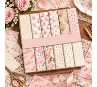 Lot de 12 feuilles de papier décoratif floral vintage pour scrapbooking | Illustration florale classique avec des tons inspirés de l'âge pour journal, cartes de vœux, albums et collage en couches