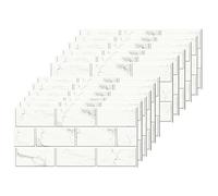 Lot de 12 feuilles de stickers muraux autocollants en vinyle imperméable pour salle de bain, cuisine, dosseret Blanc 30 x 15 cm