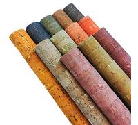 Lot de 12 feuilles de tissu en liège coloré en similicuir souple pour couture, pochettes, pièces de monnaie, portefeuilles, cahiers et autres travaux manuels 20 x 30 cm
