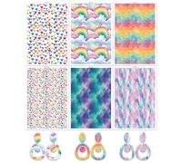 Lot de 12 feuilles de transfert pour argile polymère, arc-en-ciel, amour, feuilles de transfert d'eau pour argile polymère, papier de transfert pour la fabrication de bijoux et boucles d'oreilles