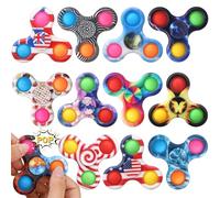 Lot de 12 Fidget Spinners en métal, Trois toupies, Jouets Fidget Spinner à Main, EDC, Cadeau de Remplissage d'œufs de Pâques, Cadeaux de fête(Style 1)