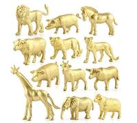 Lot de 12 Figurines d'animaux de la Jungle Sauvage avec éléphant, Girafe, et Tige pour Enfants