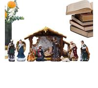 Lot de 12 figurines de crèche en résine - Décoration de Noël chrétienne - Crèche de Noël - Figurines de crèche pour cheminée, famille, église catholique, table de Noël