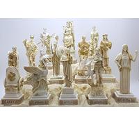Lot de 12 figurines de Panthéon des dieux olympiens grecs en albâtre 16 cm