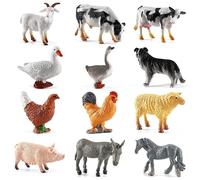 Lot de 12 figurines pour animaux de compagnie, figurines de petit gâteau, jouets de figurines d'animaux de ferme, mini animaux de ferme pour les fêtes d'anniversaire