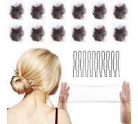 Lot de 12 filets à cheveux pour chignons, filets à chignon, filet à cheveux pour filles, filet à cheveux pour femmes, 50 cm, maille élastique avec 10 épingles à cheveux en forme de U, pour la