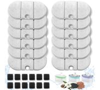 Lot de 12 Filtre Fontaine a Eau Chat pour Petlibro Capsule PLWF002 71 FL oz/2,1 L Fontaine à Eau Chat, Filtre avec Système de Quadruple Filtration pour Fontaine Chat et 12 Éponges Pré-filtrées