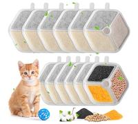 Lot de 12 filtres de fontaine à eau pour chat sans fil ultra silencieux en acier inoxydable PTM-643, filtre à eau quadruple filtration pour animaux domestiques de 4 l