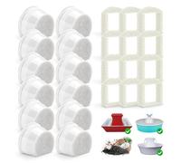 Lot de 12 filtres de rechange pour fontaine à eau PetSafe Drinkwell et 12 filtres en mousse pour fontaine à chat Avalon, Pagoda, Gallon, Sedona, Seascape Seaside Butterly