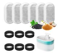 Lot de 12 filtres pour fontaine à chat, filtre pour fontaine à chat, filtre Petlibro, élimination des impuretés - 6 filtres à charbon actif + 6 filtres en mousse