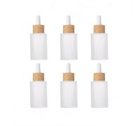 Lot de 12 flacons compte-gouttes en verre dépoli de 30 ml pour huiles essentielles avec bouchons en bois vides avec couvercles en bois pour voyage, maison, magasin