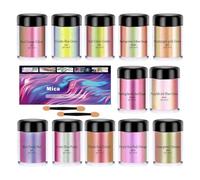 Lot de 12 flacons de poudre de mica de qualité cosmétique naturelle nacrée pour fabrication de bougies, vernis à ongles, gloss à lèvres, bijoux, loisirs créatifs, peinture de voiture, argile céramique