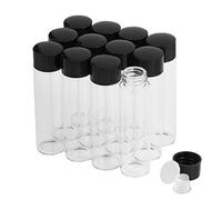 Lot de 12 flacons en verre transparent de 20 ml avec bouchon à vis et bouchons en plastique, petites bouteilles en verre anti-fuite pour liquide, poudre, échantillons et petits objets