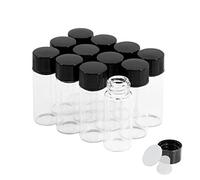 Lot de 12 flacons en verre transparent de 4 ml avec bouchon à vis et bouchons en plastique, petites bouteilles en verre anti-fuite pour liquide, poudre, échantillons et petits objets