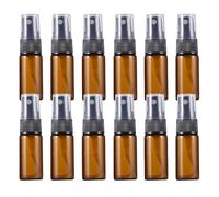Lot de 12 flacons vaporisateurs vides en verre ambré avec buse noire et bouchon transparent pour maquillage, eau, parfum, échantillons cosmétiques - Vaporisateurs à brume fine - 10 ml